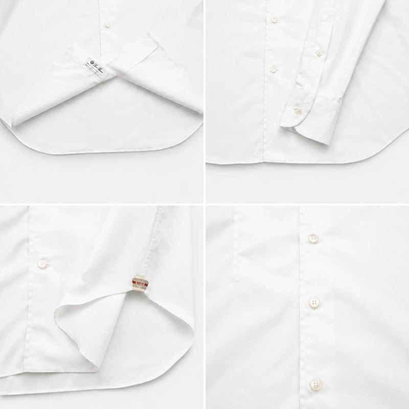 Loro Piana White Classic Cotton Shirt – pre-owned luxury menswear at Sanpetuna