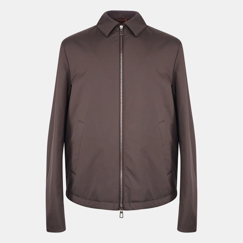 Loro Piana Brown Windwish Virgin Wool Harrington Jacket – pre-owned luxury menswear at Sanpetuna