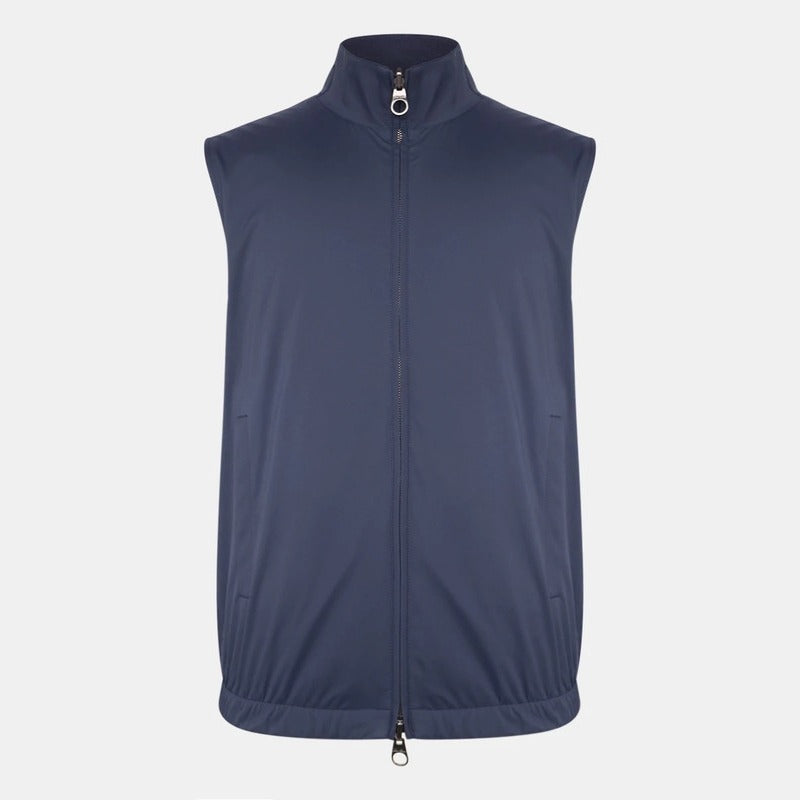Loro Piana Navy Storm System Wool Wind Vest – pre-owned luxury menswear at Sanpetuna