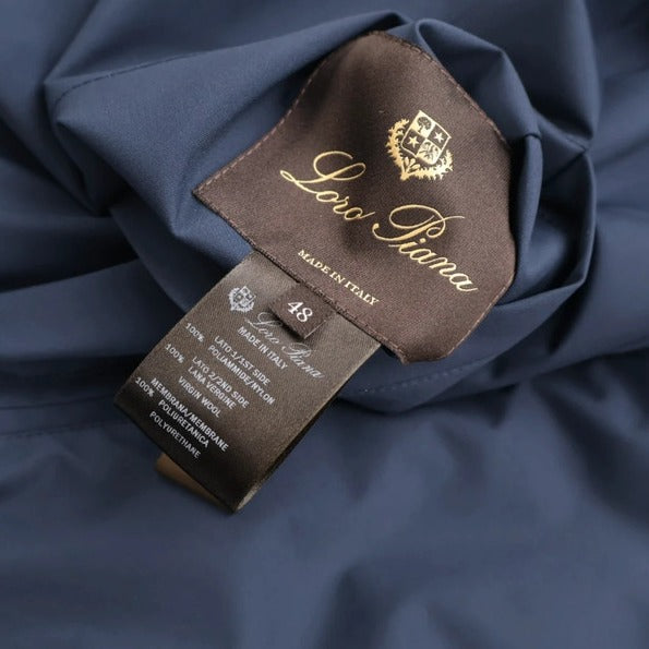 Loro Piana Navy Storm System Wool Wind Vest – pre-owned luxury menswear at Sanpetuna