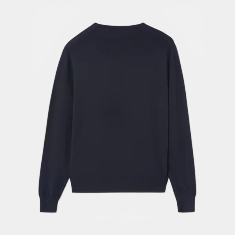 Loro Piana Navy Iconic Gift of Kings Wool Crewneck – pre-owned luxury menswear at Sanpetuna