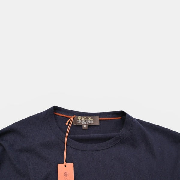 Loro Piana Navy Iconic Gift of Kings Wool Crewneck – pre-owned luxury menswear at Sanpetuna