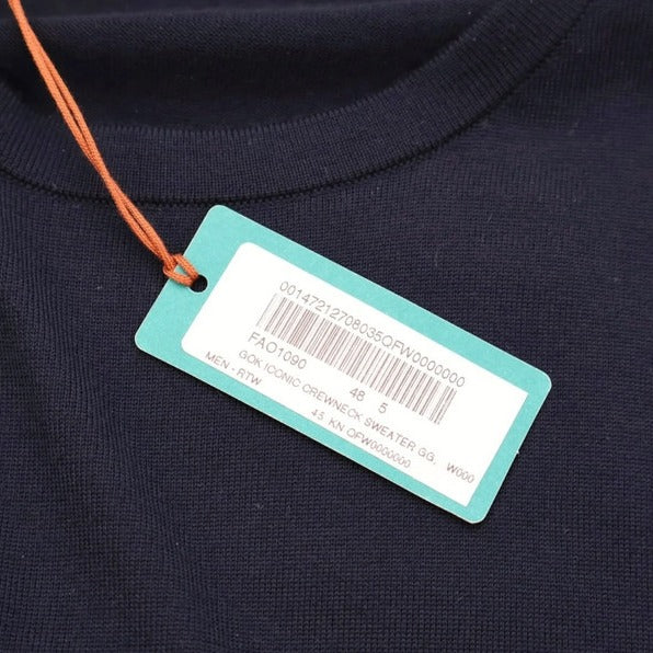 Loro Piana Navy Iconic Gift of Kings Wool Crewneck – pre-owned luxury menswear at Sanpetuna