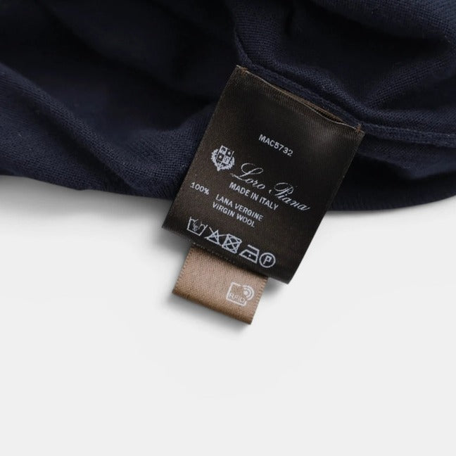 Loro Piana Navy Iconic Gift of Kings Wool Crewneck – pre-owned luxury menswear at Sanpetuna