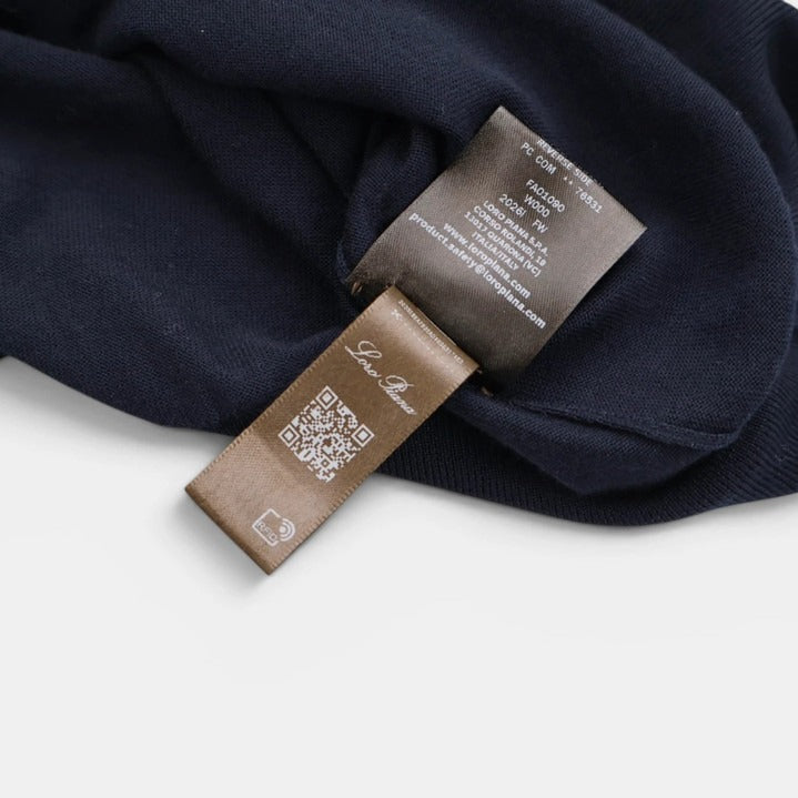 Loro Piana Navy Iconic Gift of Kings Wool Crewneck – pre-owned luxury menswear at Sanpetuna