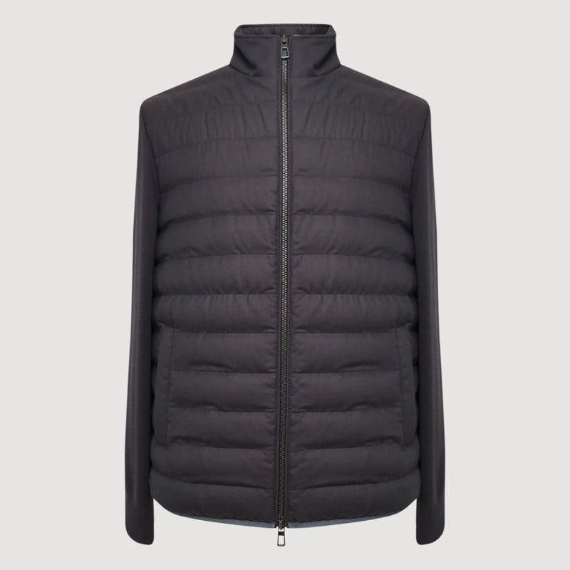Loro Piana Black Conniston Gift of Kings Wool Quilted Bomber – pre-owned luxury menswear at Sanpetuna
