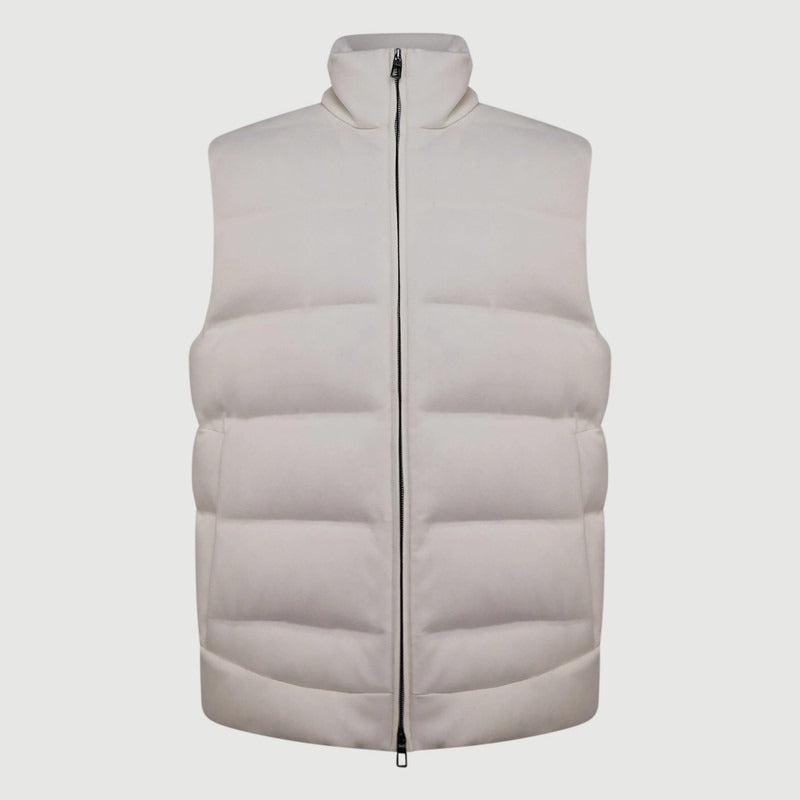 Loro Piana White Fillmore Cashmere Down Vest – pre-owned luxury menswear at Sanpetuna