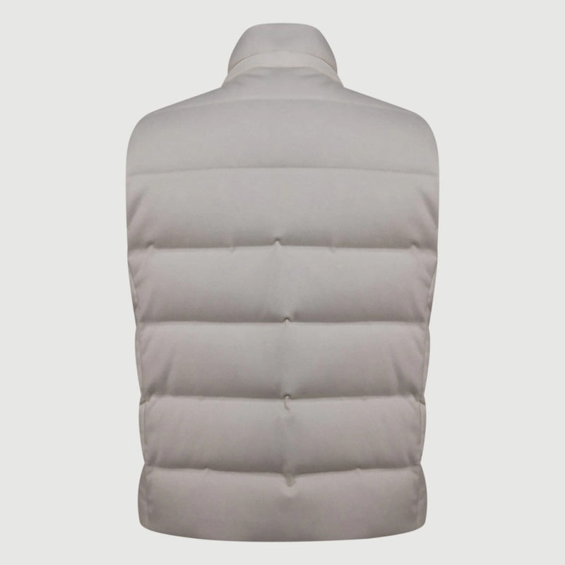 Loro Piana White Fillmore Cashmere Down Vest – pre-owned luxury menswear at Sanpetuna