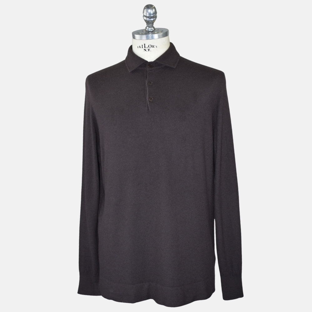 Dark Brown Baby Cashmere Longsleeve Polo (EU 56)