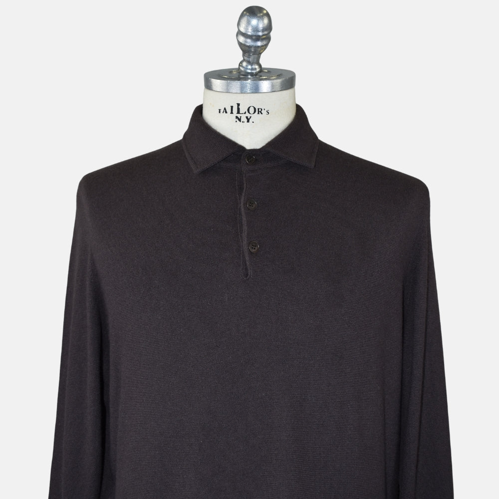 Dark Brown Baby Cashmere Longsleeve Polo (EU 56)