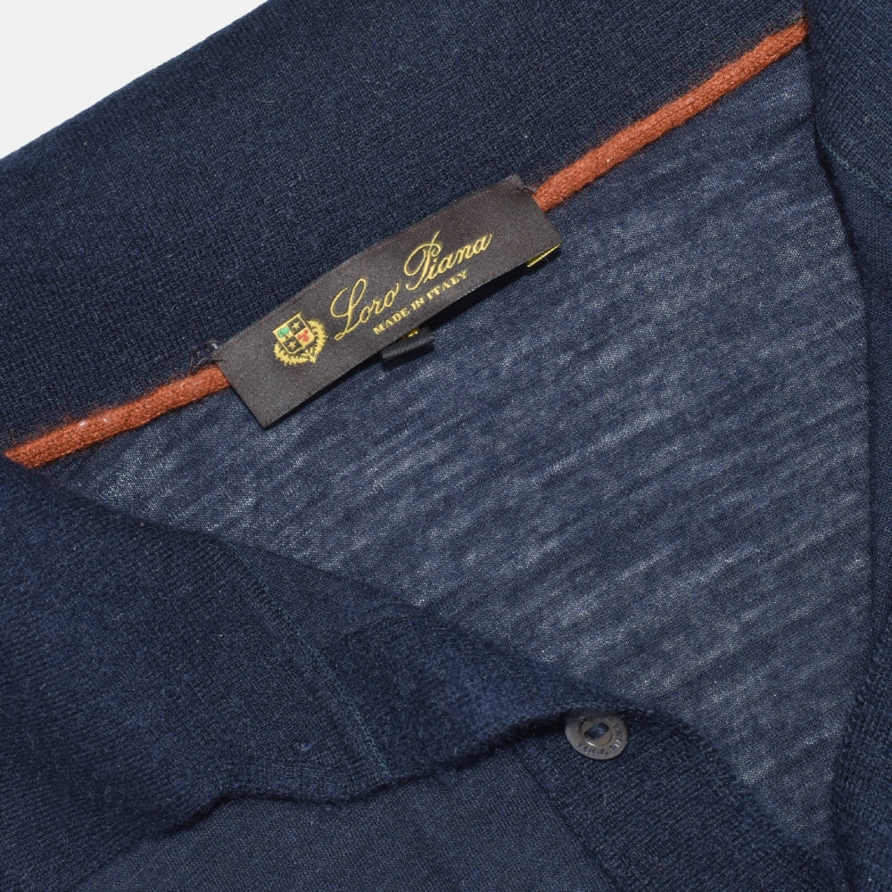 Navy Cashmere Longsleeve Polo (XL)