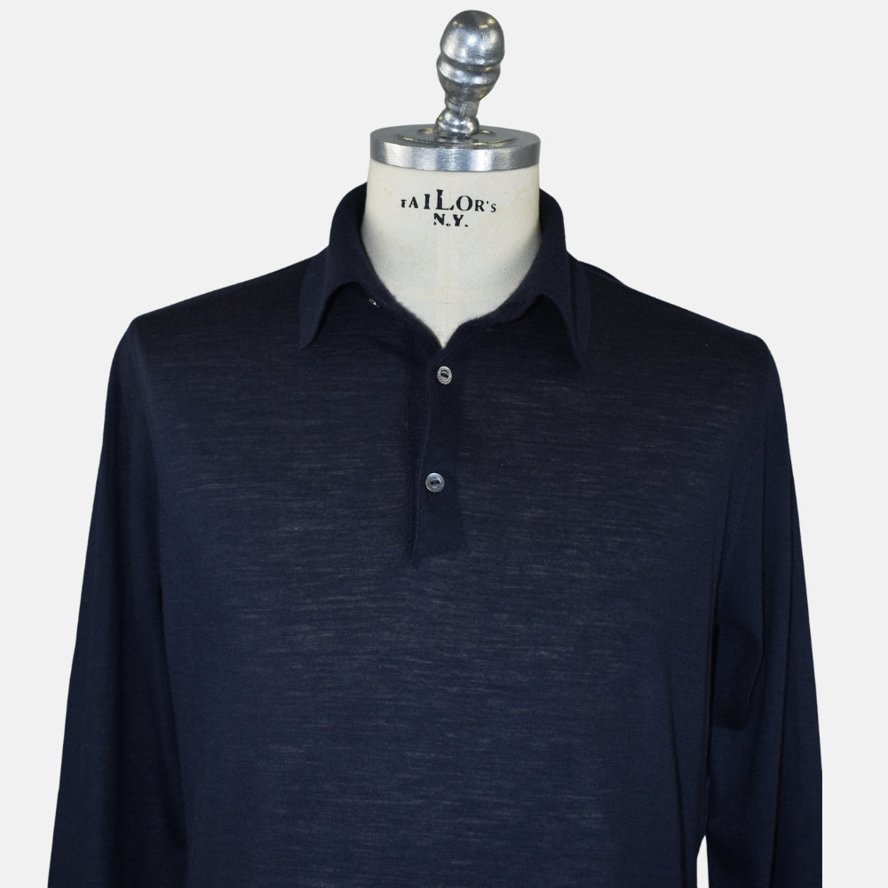 Navy Cashmere Longsleeve Polo (XL)