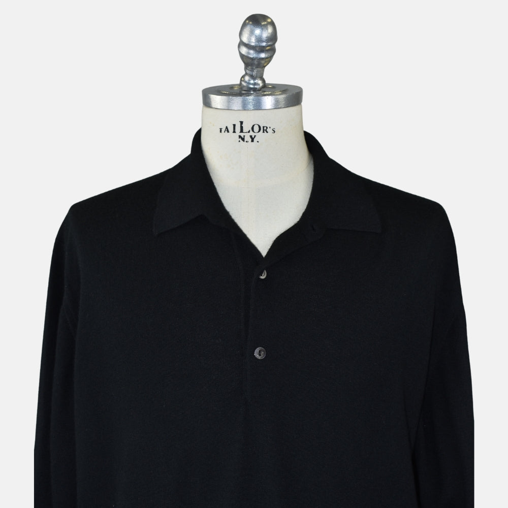 Black Cashmere Longsleeve Polo (EU 58)
