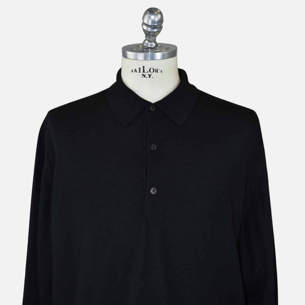 Black Cashmere Longsleeve Polo (EU 58)