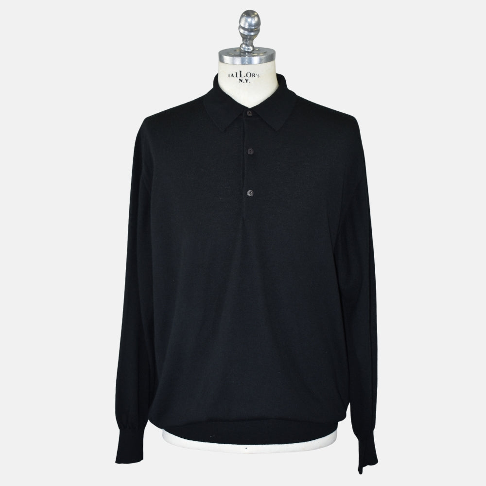 Black Cashmere Longsleeve Polo (EU 58)
