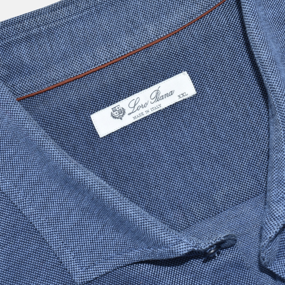 Blue Piqué Cotton Shirt (XXL)