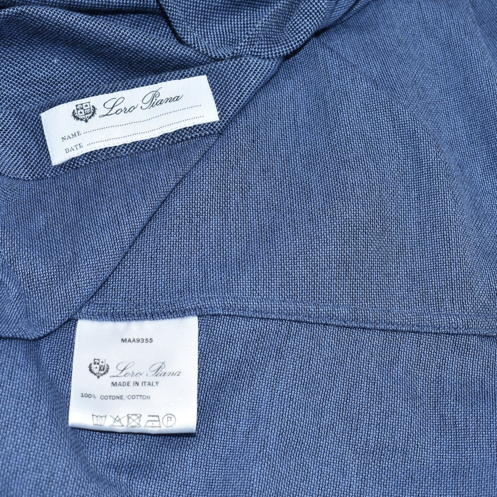 Blue Piqué Cotton Shirt (XXL)