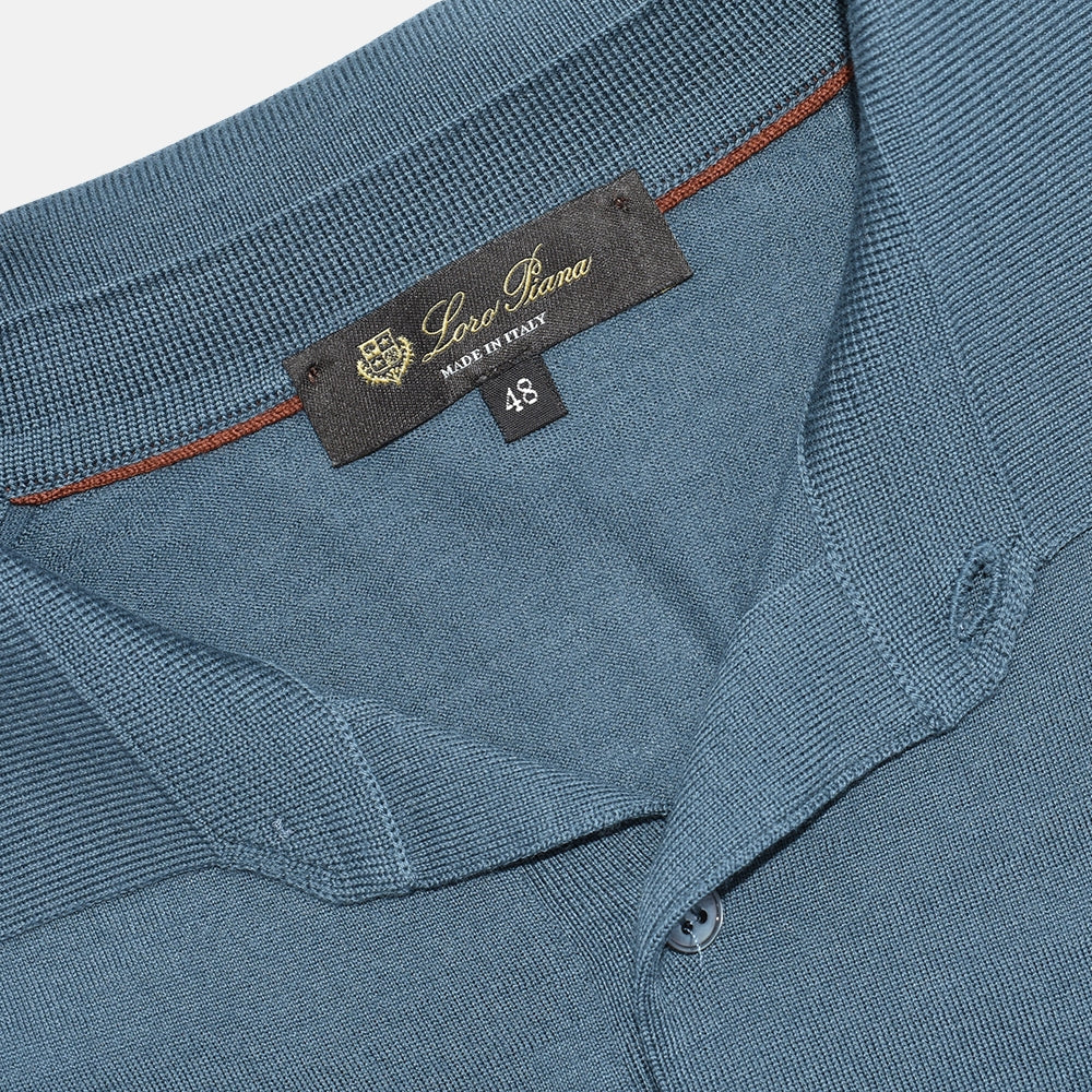 Petrol Virgin Wool Longsleeve Polo (EU 48)