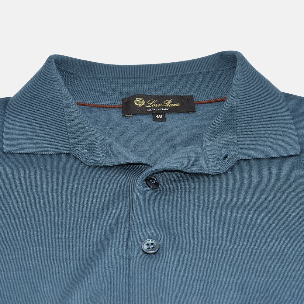 Petrol Virgin Wool Longsleeve Polo (EU 48)