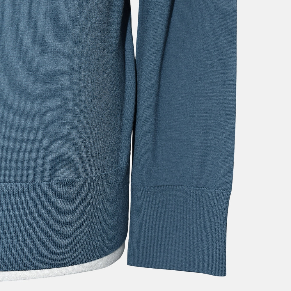 Petrol Virgin Wool Longsleeve Polo (EU 48)