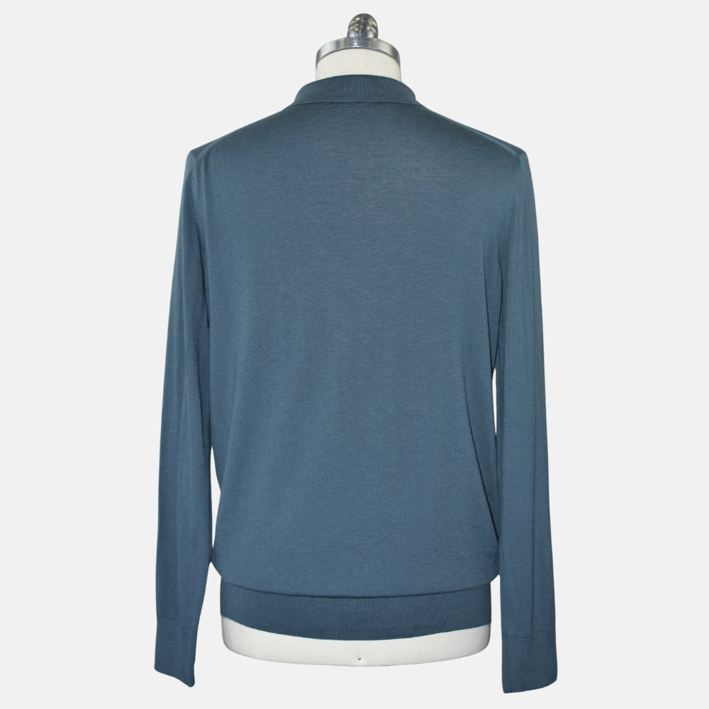 Petrol Virgin Wool Longsleeve Polo (EU 52)