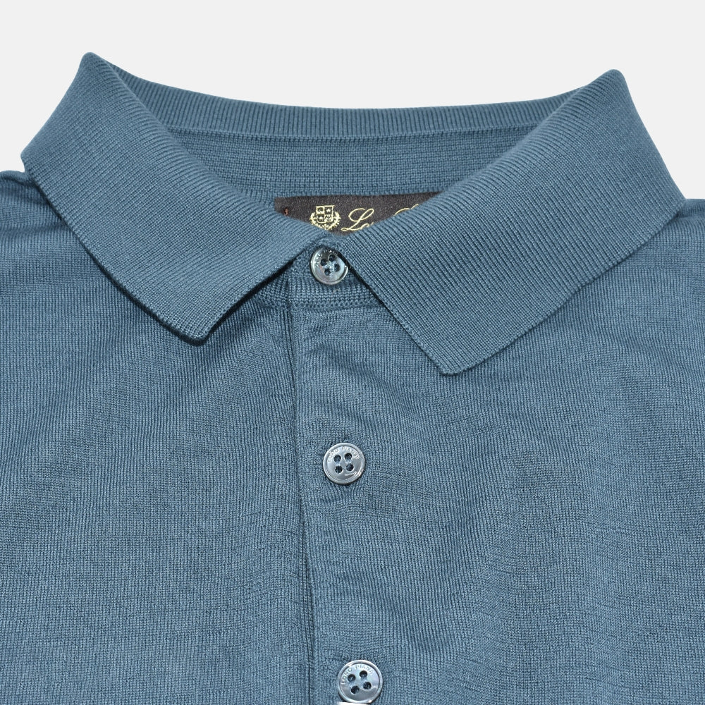Petrol Virgin Wool Longsleeve Polo (EU 52)