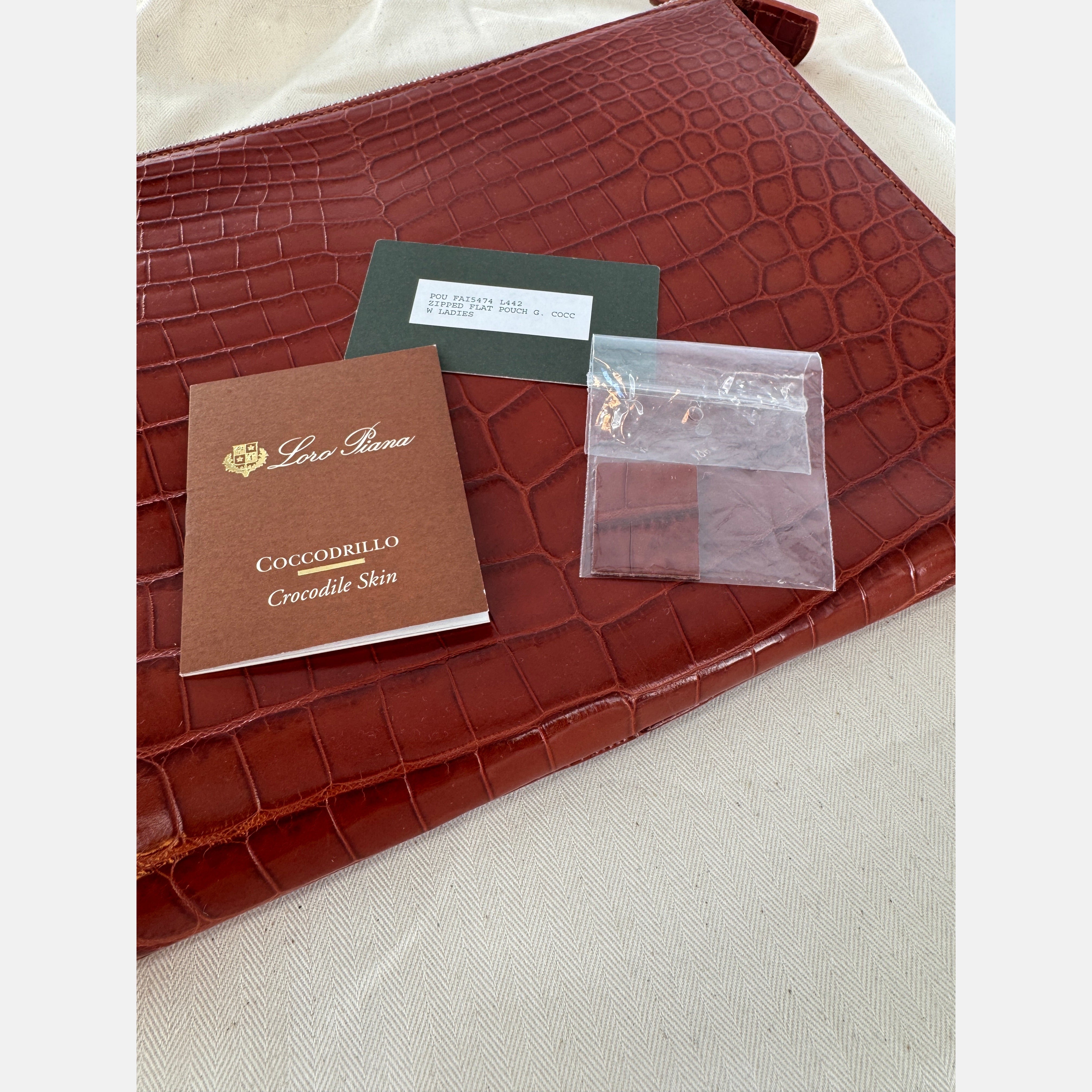 Loro Piana Zipped Flat Pouch Crocodile