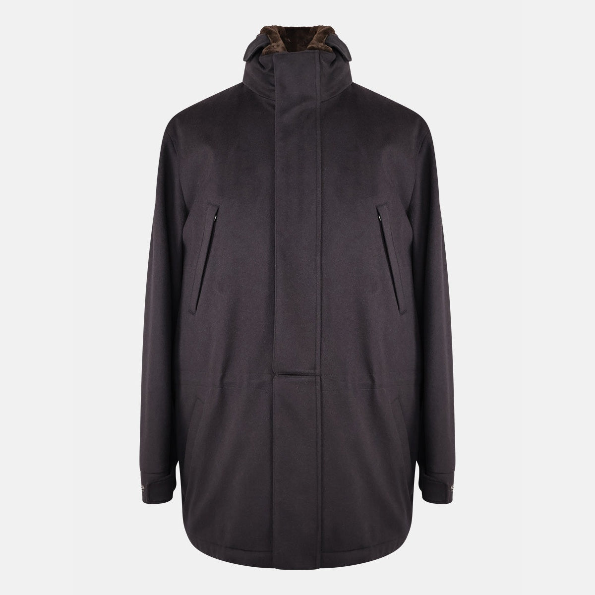 Loro Piana Cashmere Castorino Icer Coat Caviar