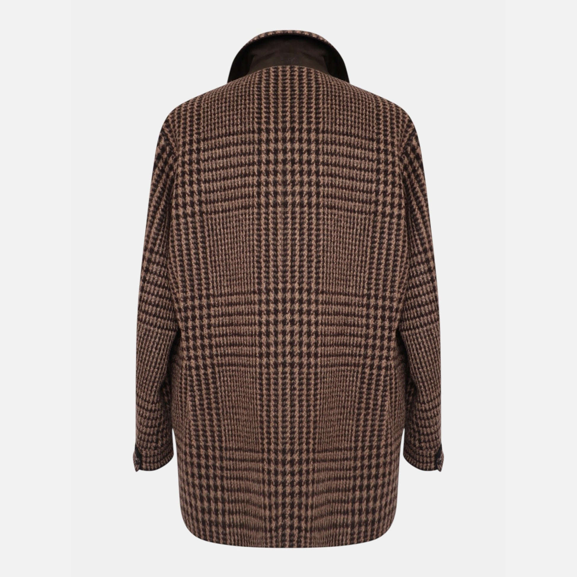 Loro Piana Alpaca Houndstooth Overcoat Brown