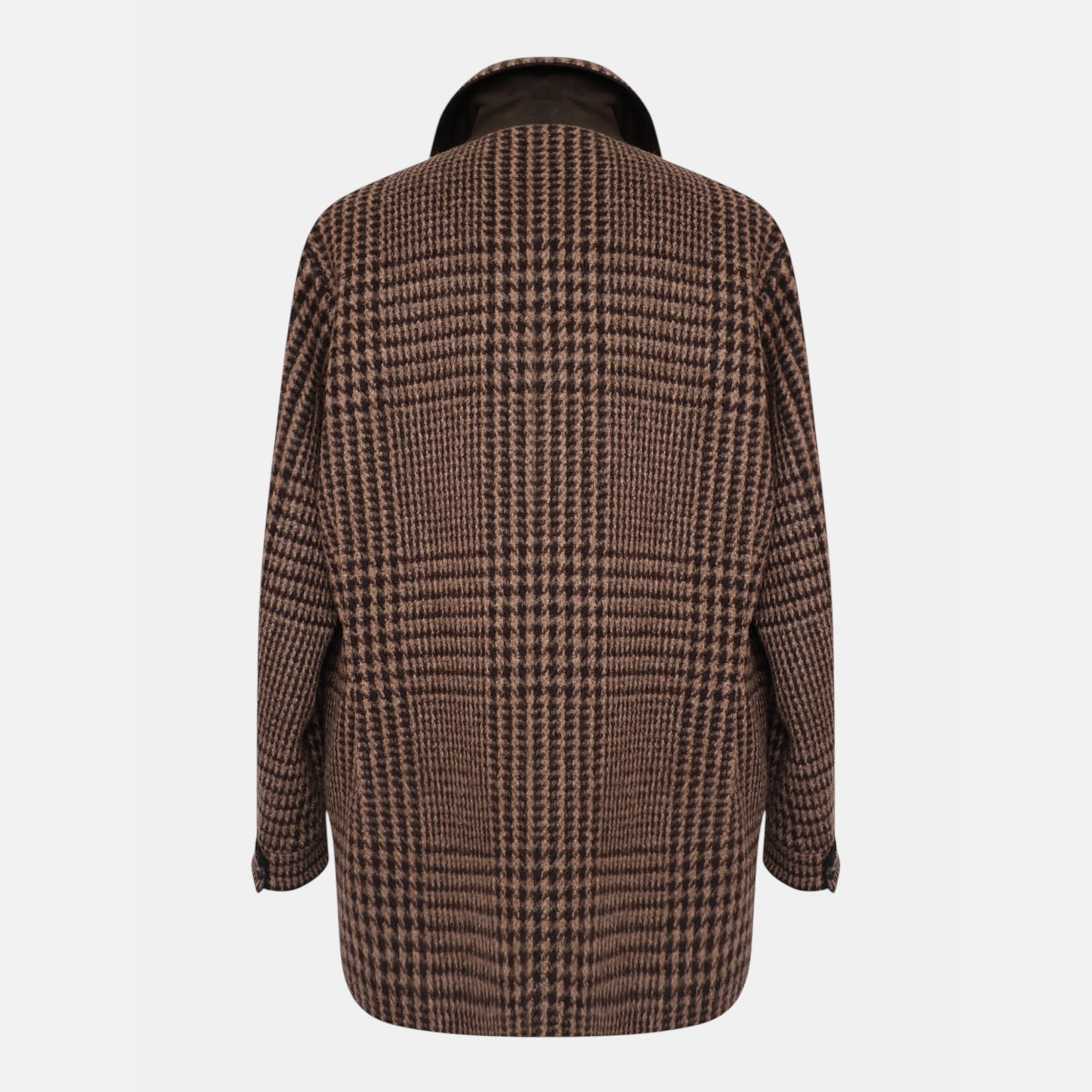 Loro Piana Alpaca Houndstooth Overcoat Brown