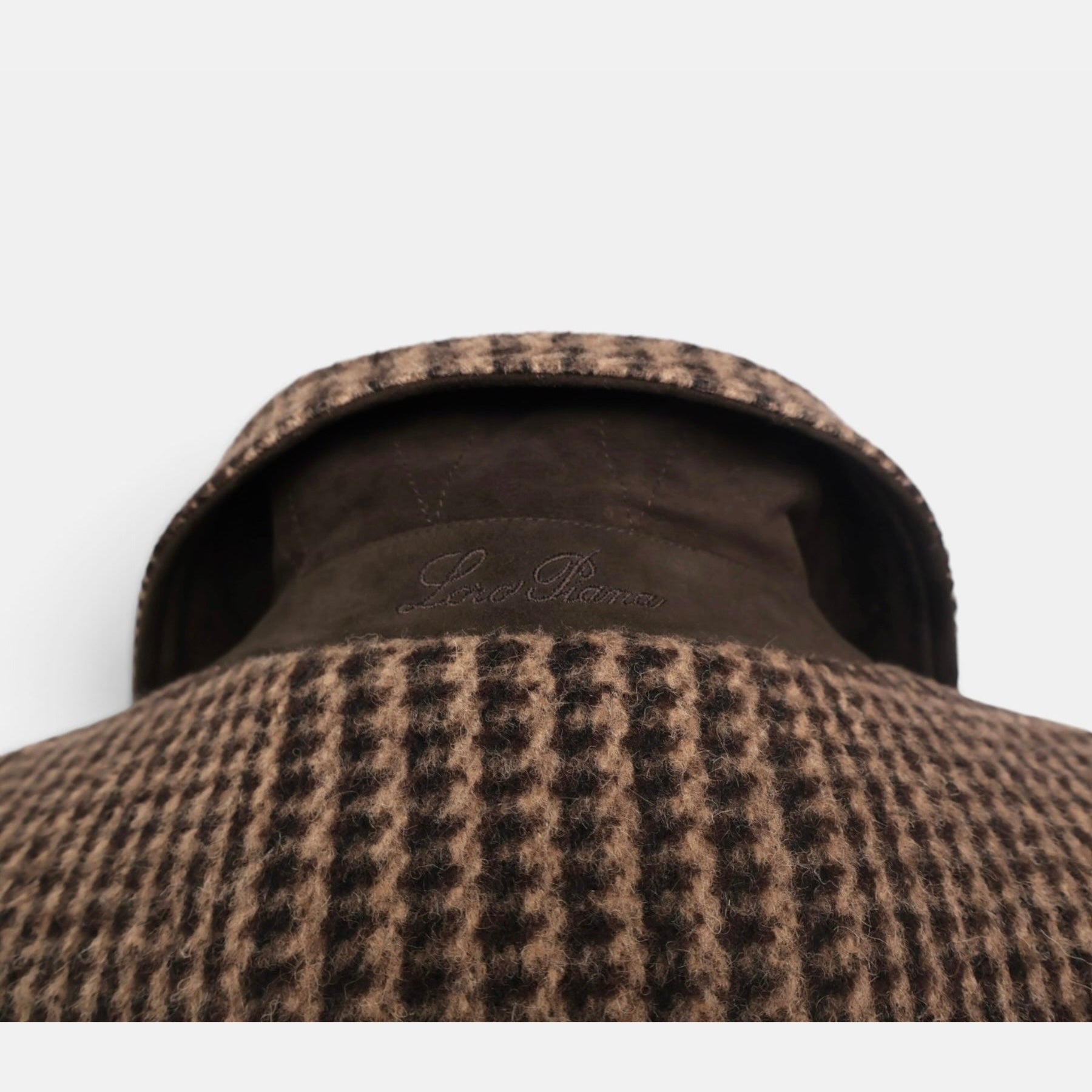 Loro Piana Alpaca Houndstooth Overcoat Brown