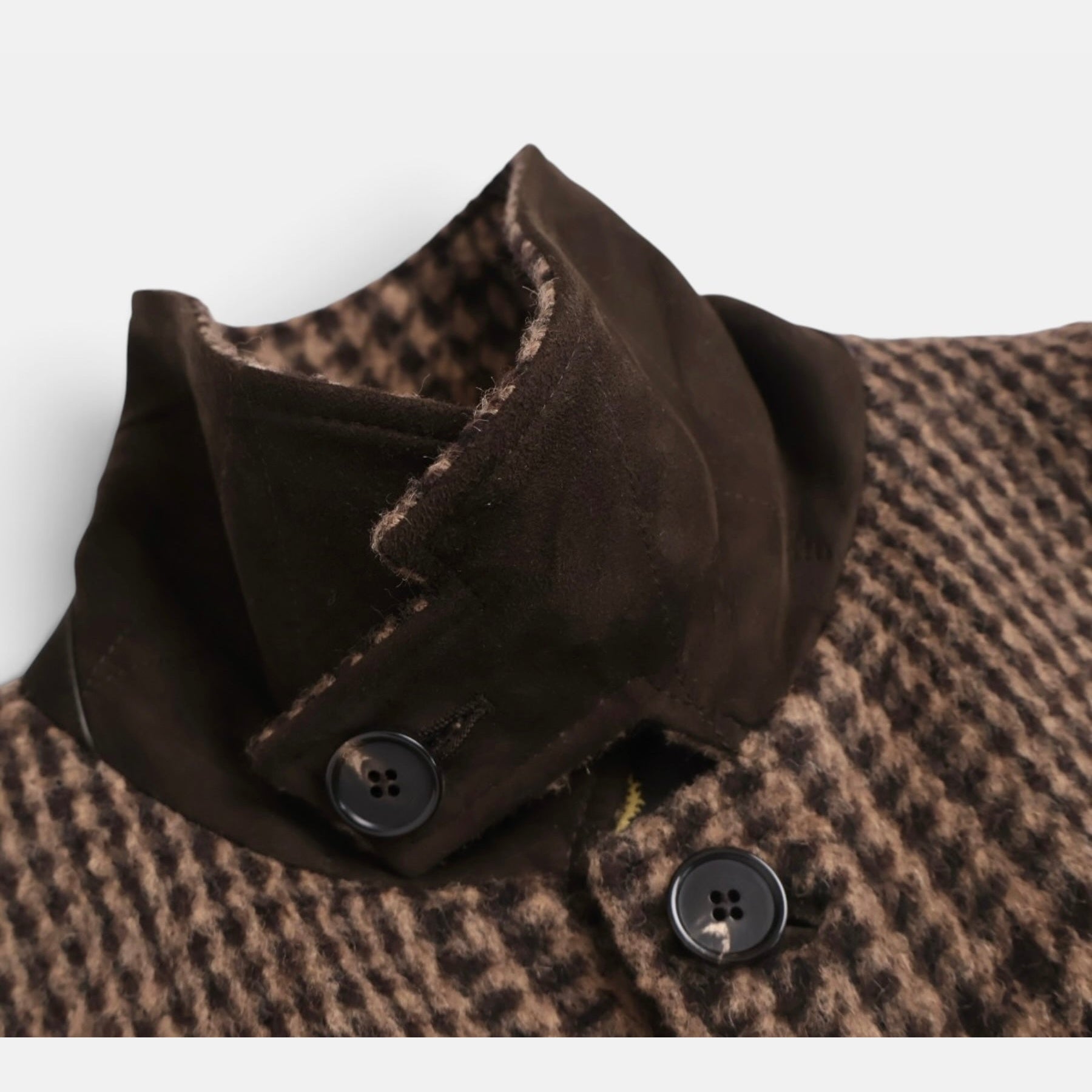 Loro Piana Alpaca Houndstooth Overcoat Brown