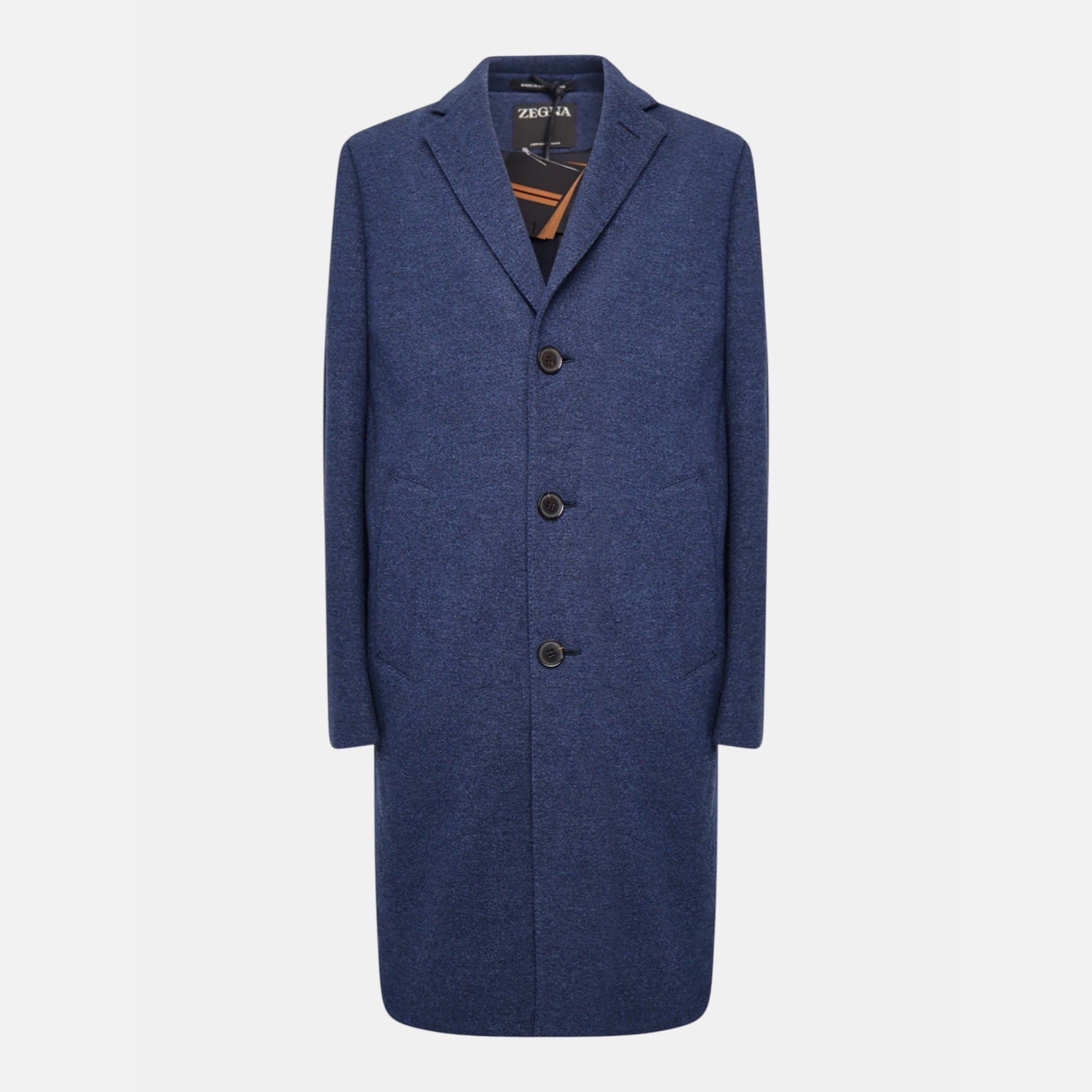 Zegna Cashmere Jersey Overcoat Navy