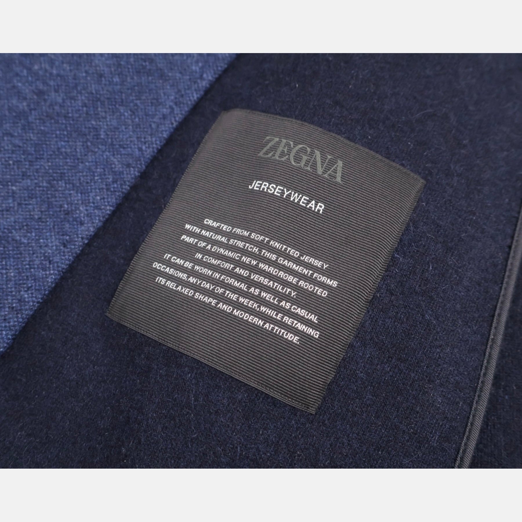 Zegna Cashmere Jersey Overcoat Navy