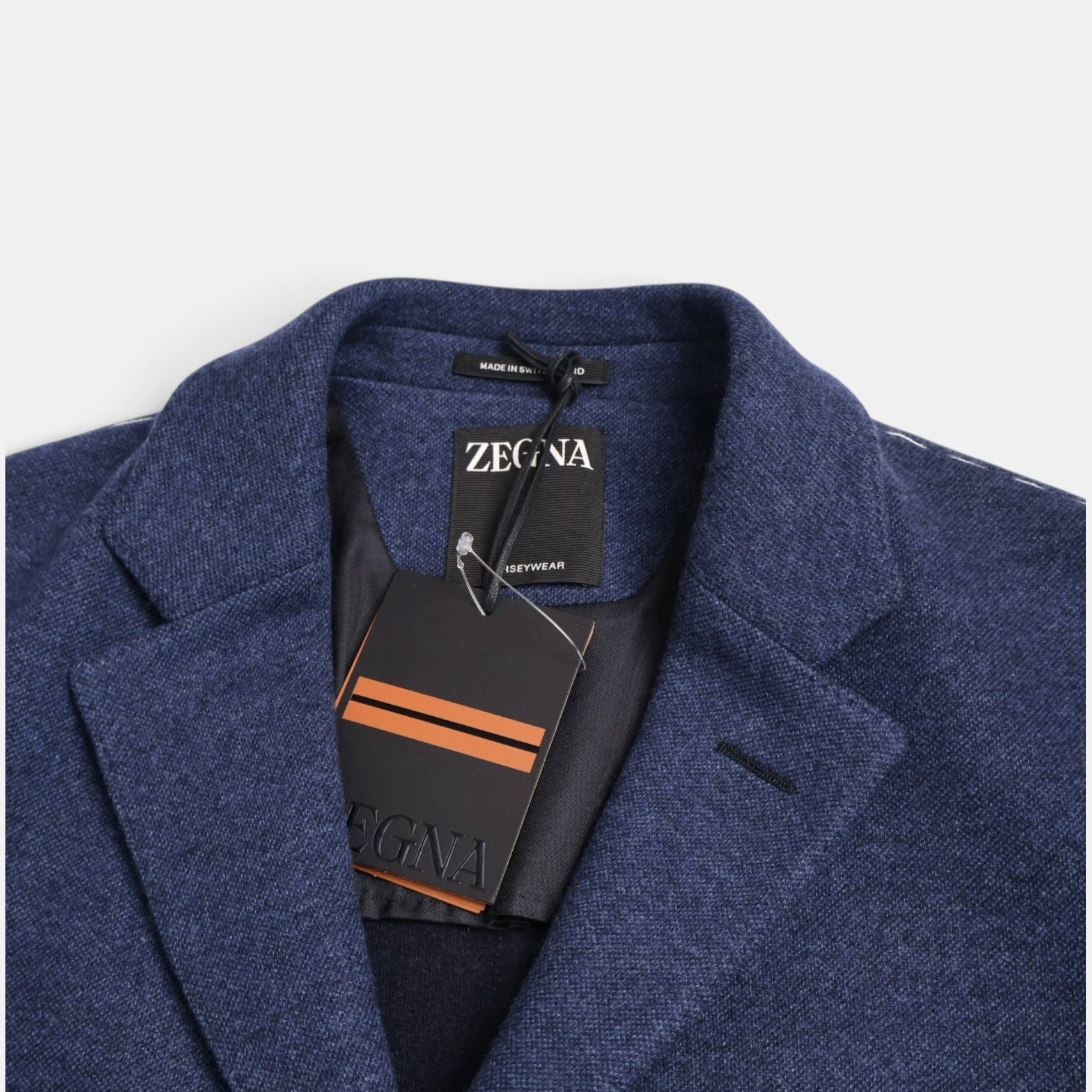 Zegna Cashmere Jersey Overcoat Navy