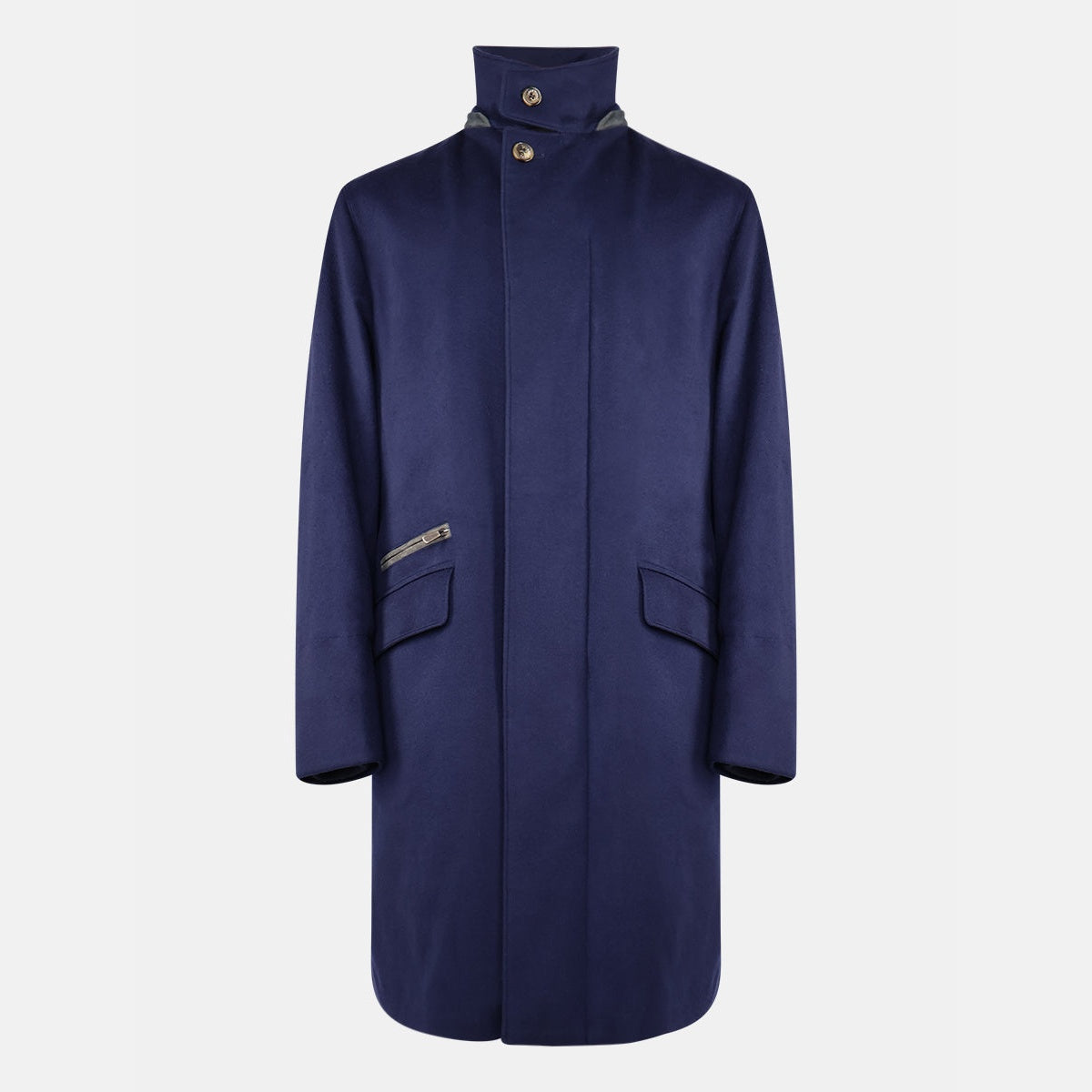 Loro Piana Montagna coat in navy vicuña with silk lining