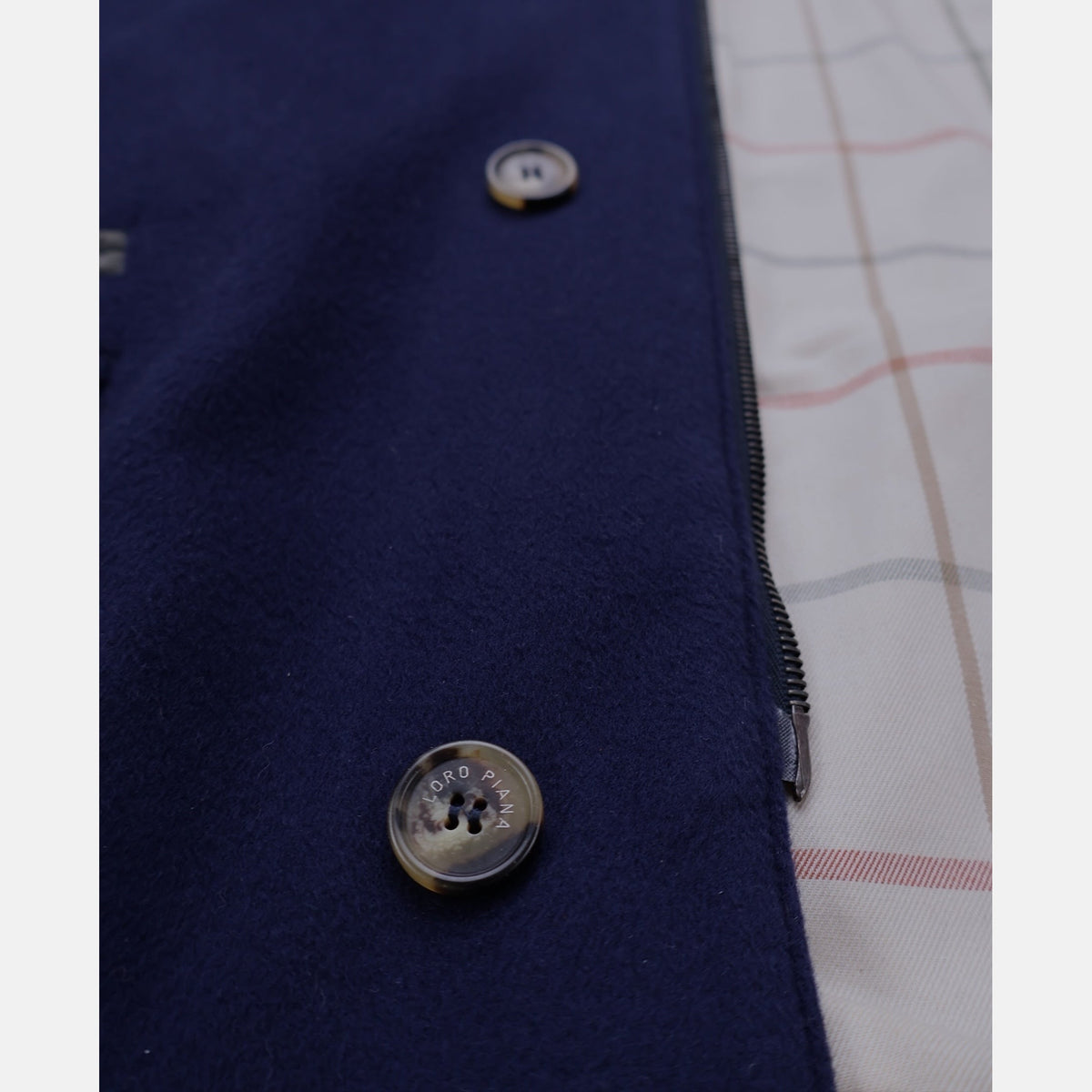 Loro Piana Montagna coat in navy vicuña with silk lining