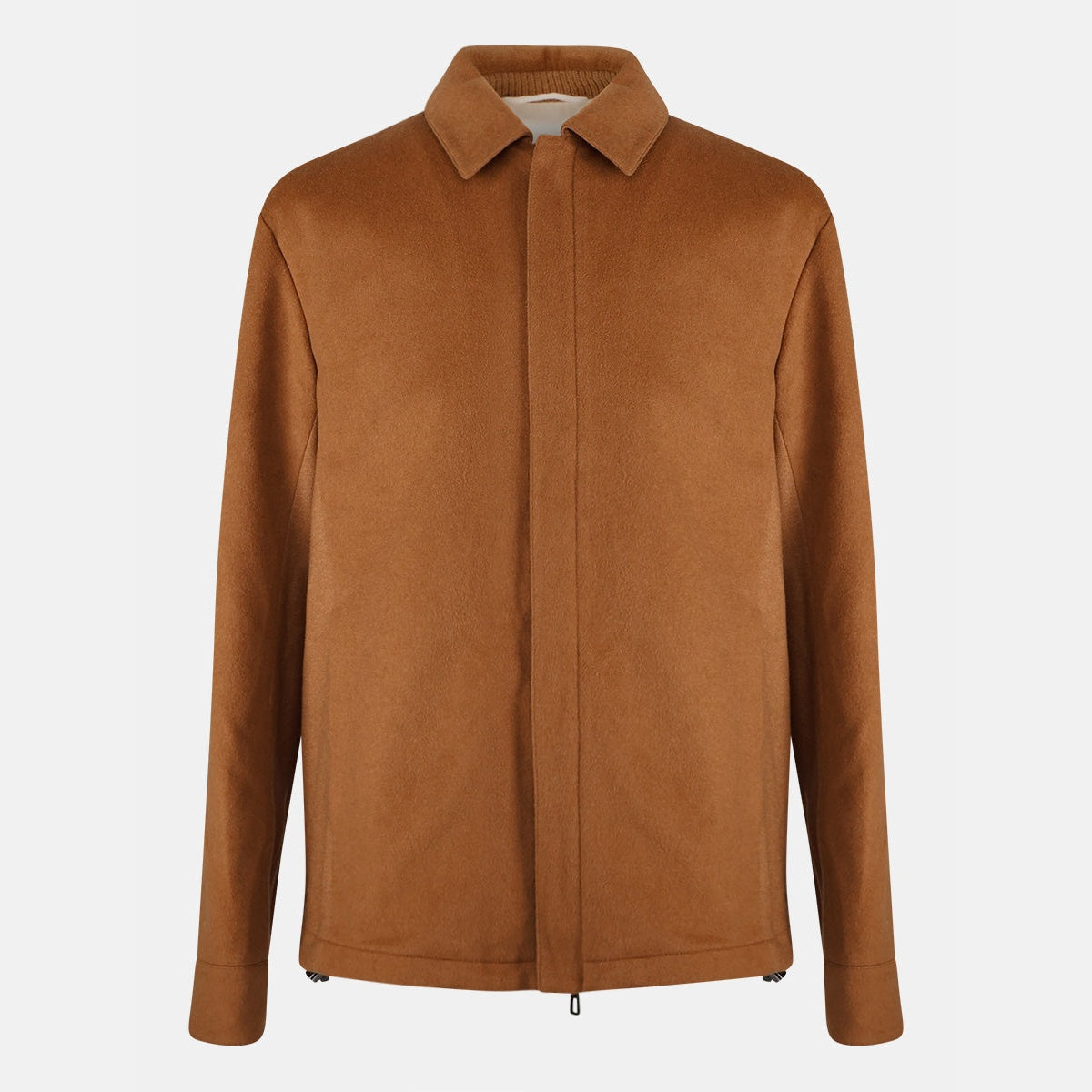 Loro Piana Milport shirt-jacket in natural dark vicuña