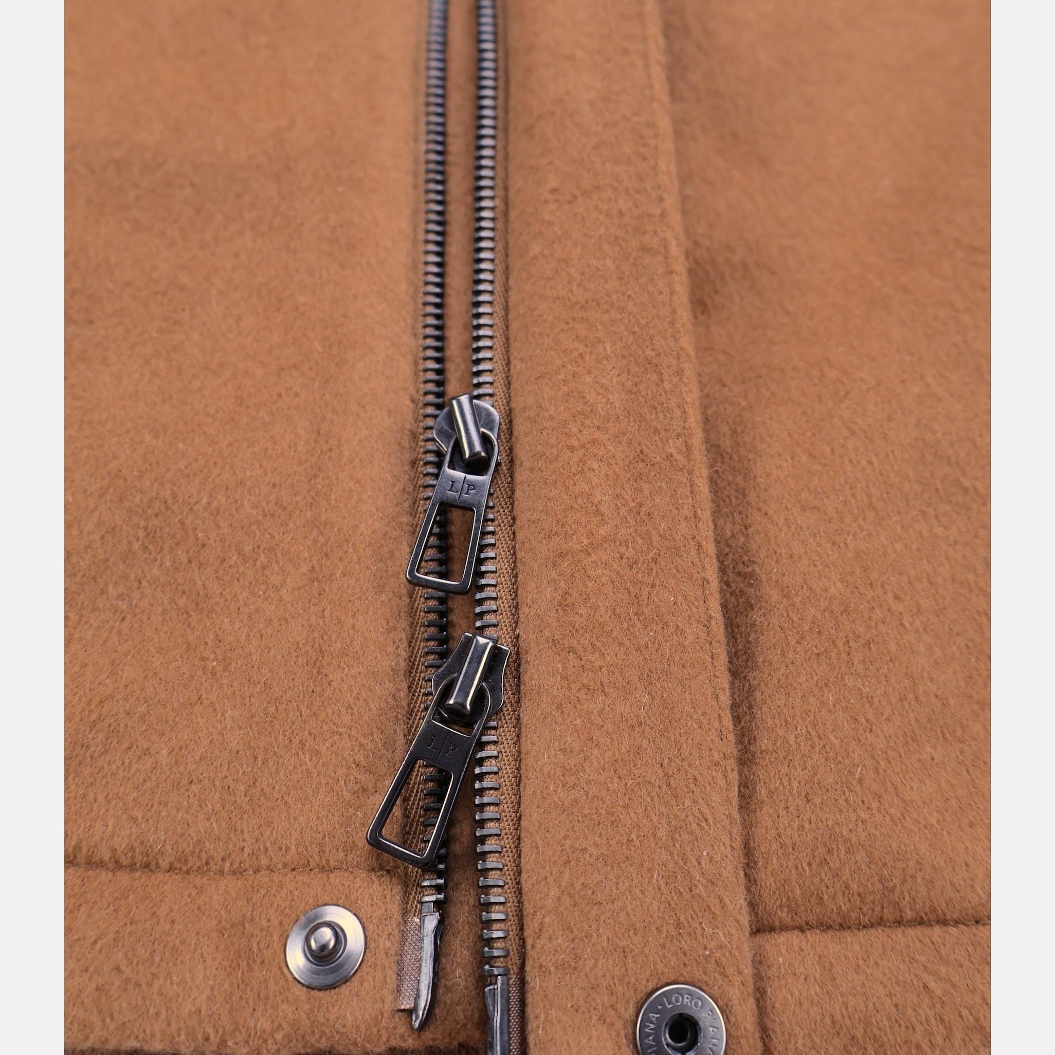 Loro Piana Milport shirt-jacket in natural dark vicuña
