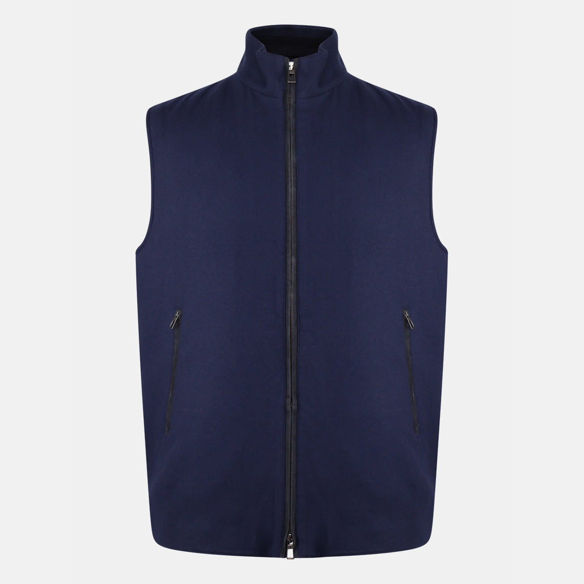 Loro Piana Tunari vest in navy vicuña, silk and cashmere blend
