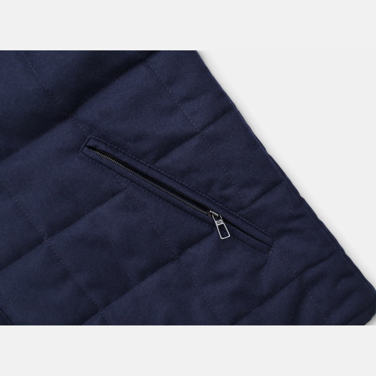 Loro Piana quilted gilet in navy vicuña, cashmere-lined