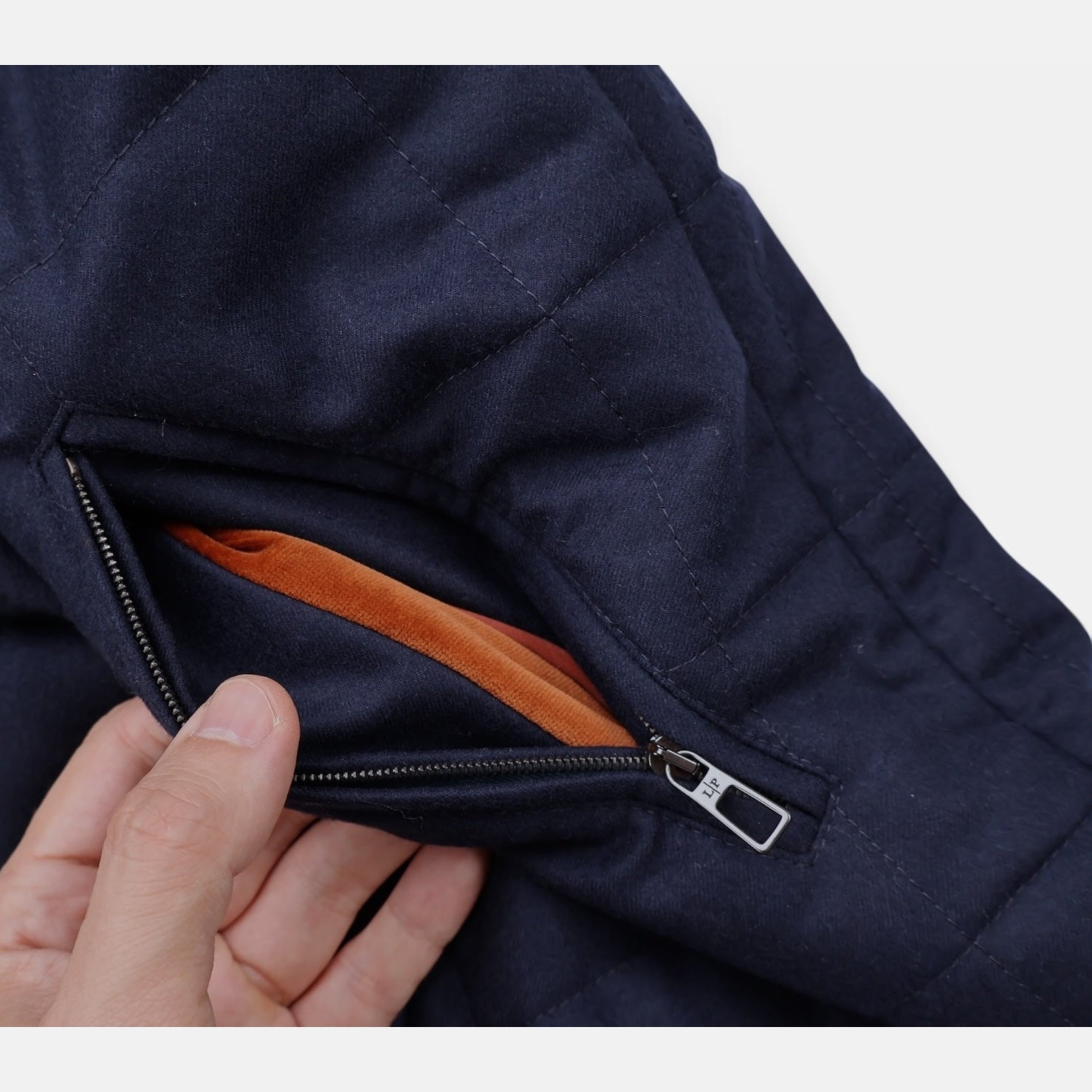 Loro Piana quilted gilet in navy vicuña, cashmere-lined