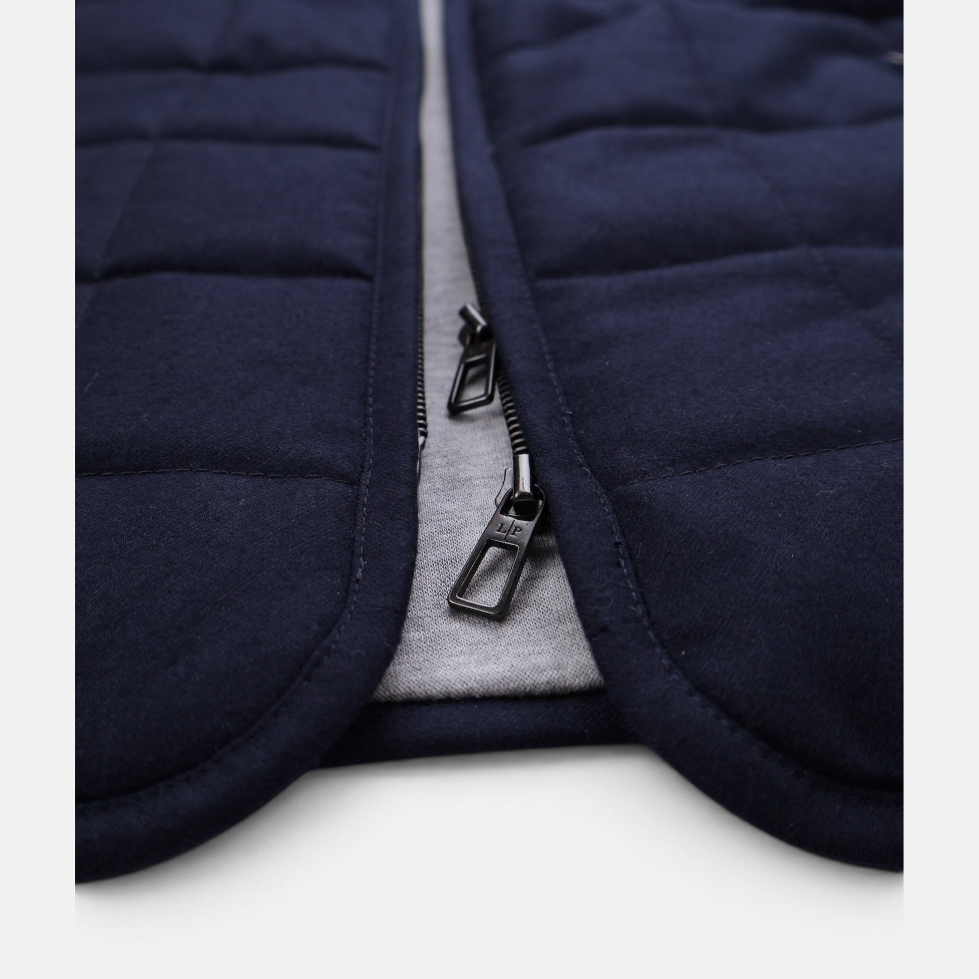 Loro Piana quilted gilet in navy vicuña, cashmere-lined