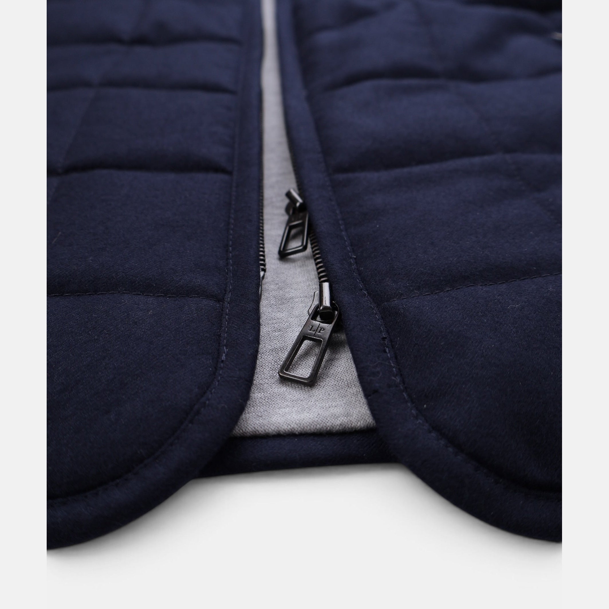 Loro Piana quilted gilet in navy vicuña, cashmere-lined