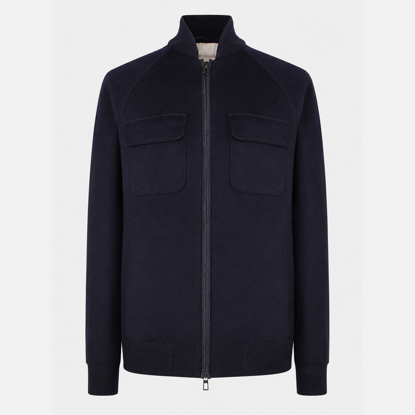 Loro Piana Ardmore bomber jacket in navy vicuña