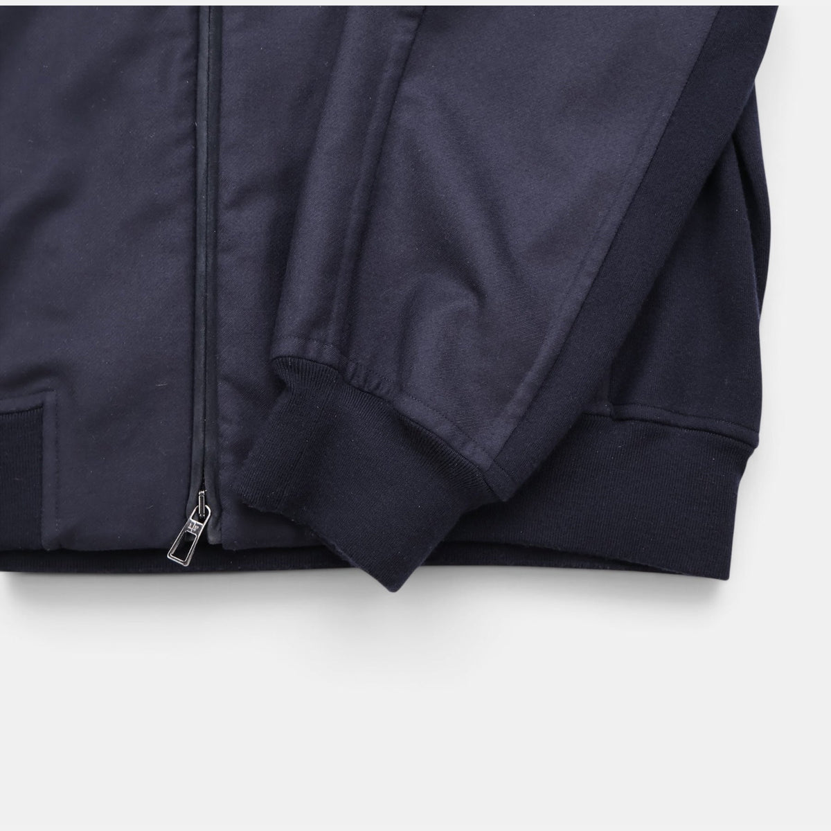 Loro Piana Gift of Kings Weeksville hooded bomber jacket in navy merino wool