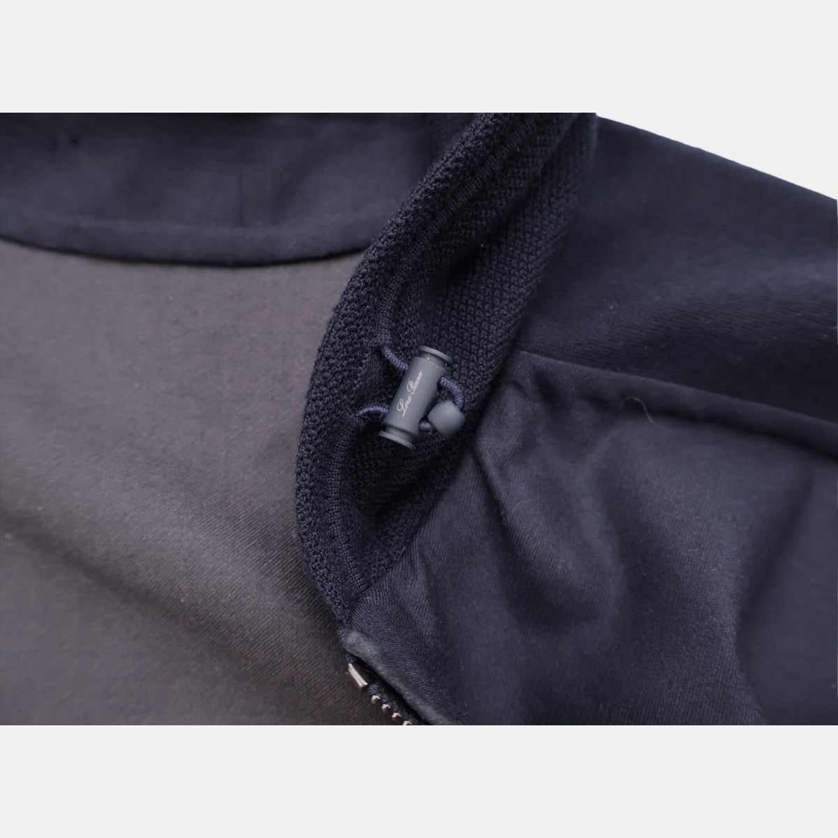 Loro Piana Gift of Kings Weeksville hooded bomber jacket in navy merino wool