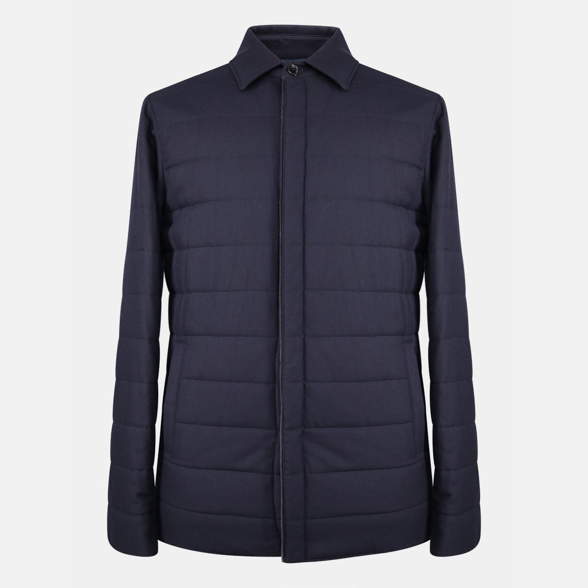 Loro Piana navy quilted merino wool overshirt jacket, Gift of Kings