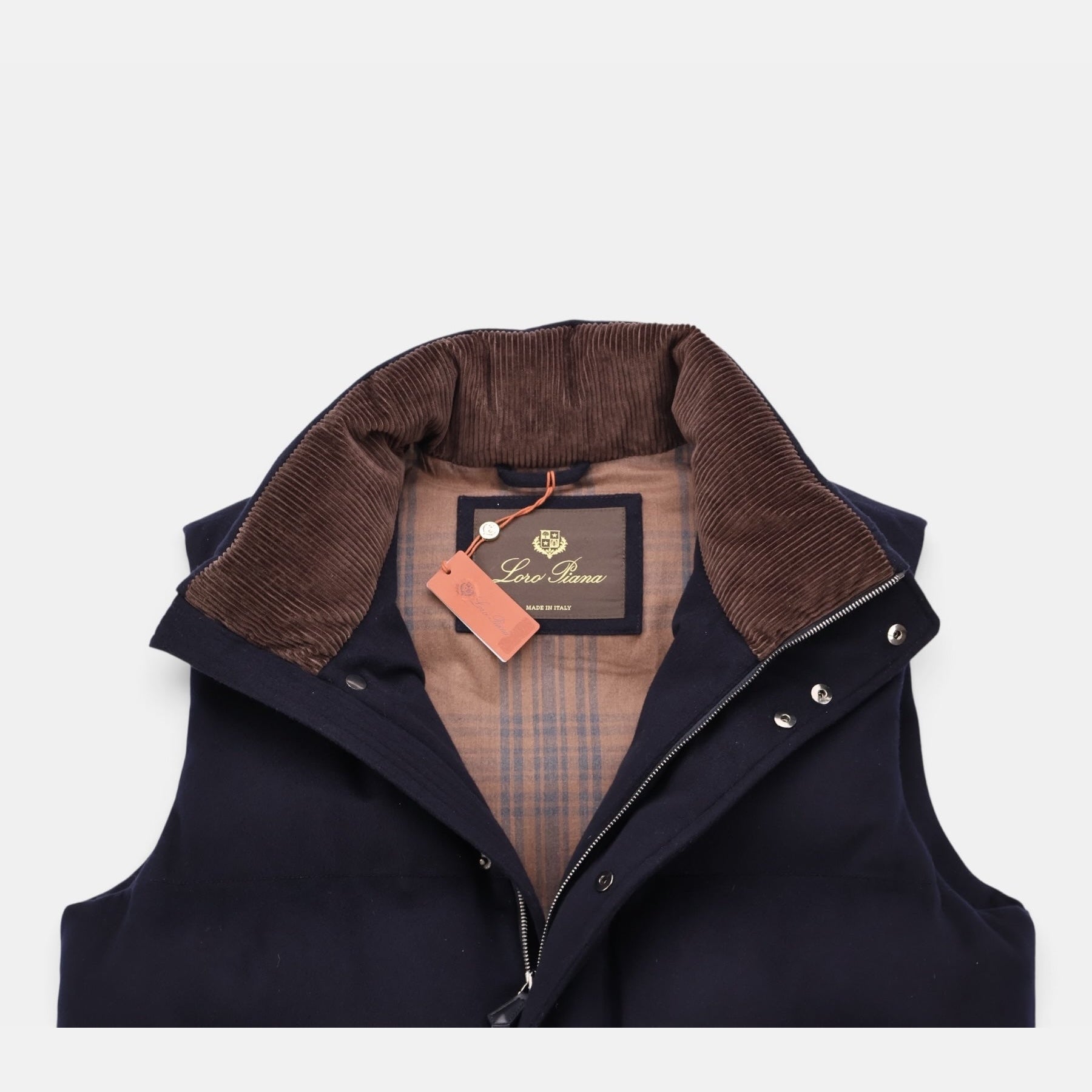 Loro Piana navy cashmere puffer gilet