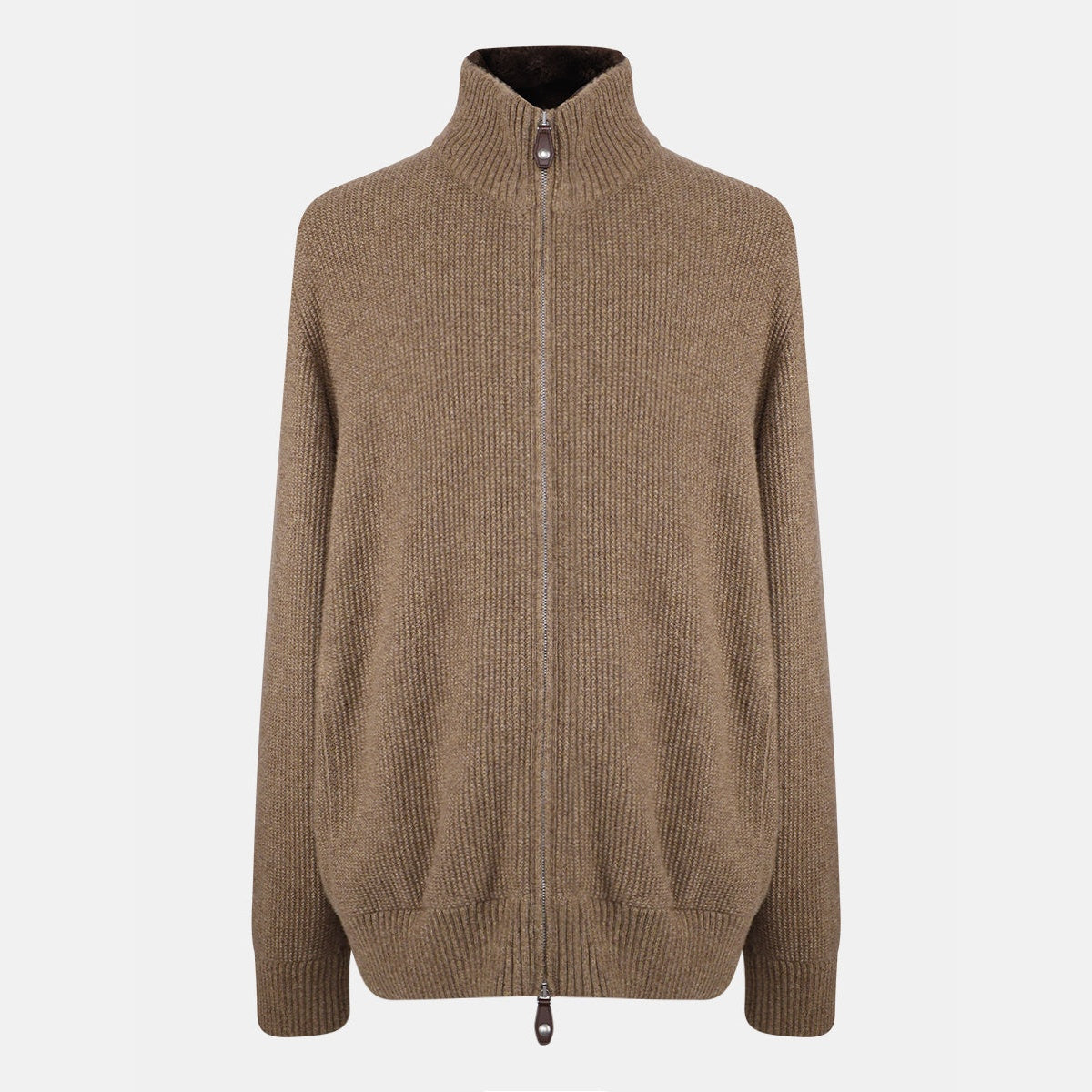 Loro Piana tundra melange baby cashmere bomber jacket with Castorino fur collar